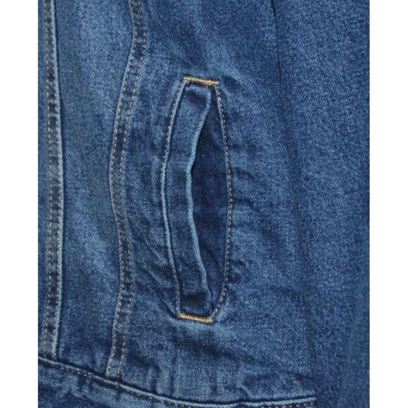 Time And Tru Denim Blue Jean Trucker Jacket Size S 4-6 Sherpa Lined Pockets Warm - Picture 7 of 11